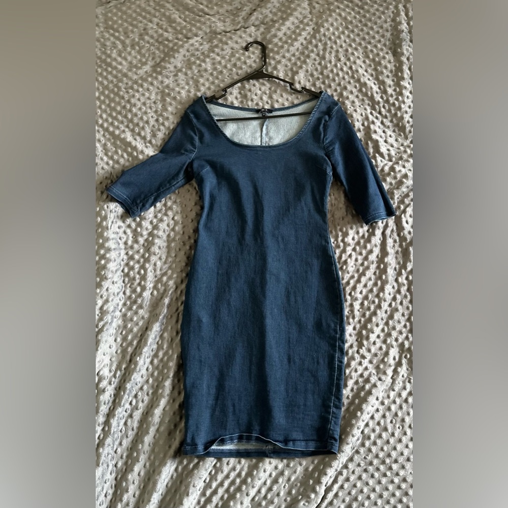 Sexy denim, bodycon dress with half sleeve